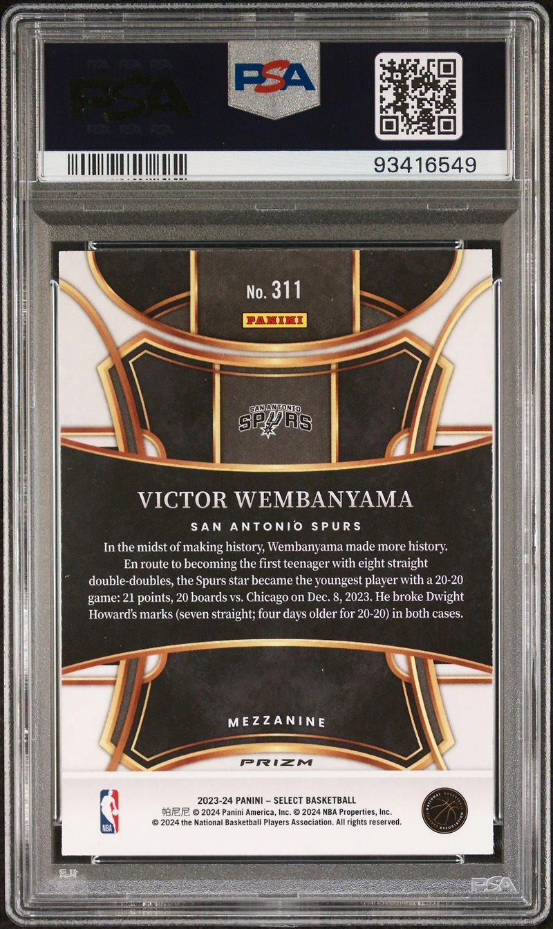 2023 Panini Select Victor Wembanyama Silver Prizm PSA