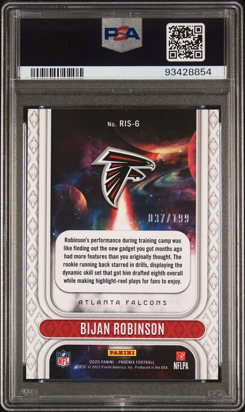2023 Panini Phoenix Rookie Rising Ris6 Bijan Robinson Red PSA 10