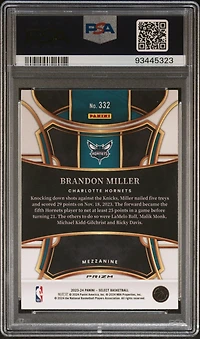 2023 Panini Select 332 Brandon Miller Tectonic PSA 10