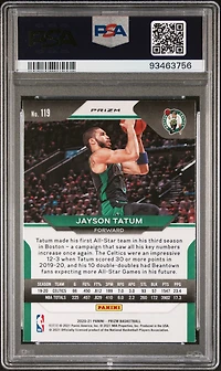 2020 Panini Prizm 119 Jayson Tatum Silver Prizm PSA 10