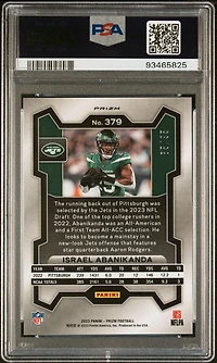 2023 Panini Prizm 379 Israel Abanikanda No Huddle Blue PSA 10