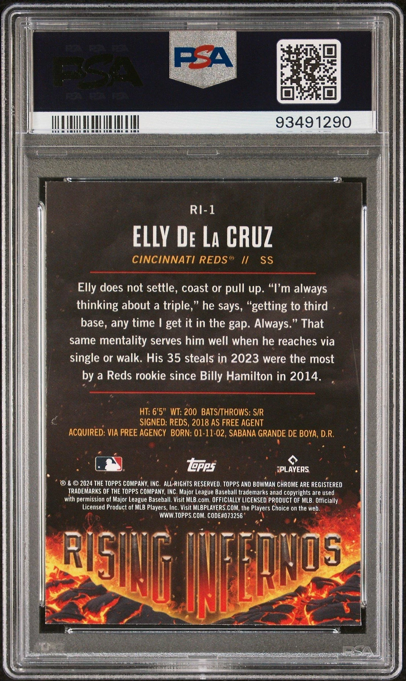 2024 Bowman Rising Infernos Ri1 Elly De La Cruz PSA 10