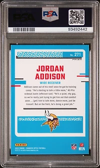 2023 Panini Donruss Optic 271 Jordan Addison Purple Shock PSA 10
