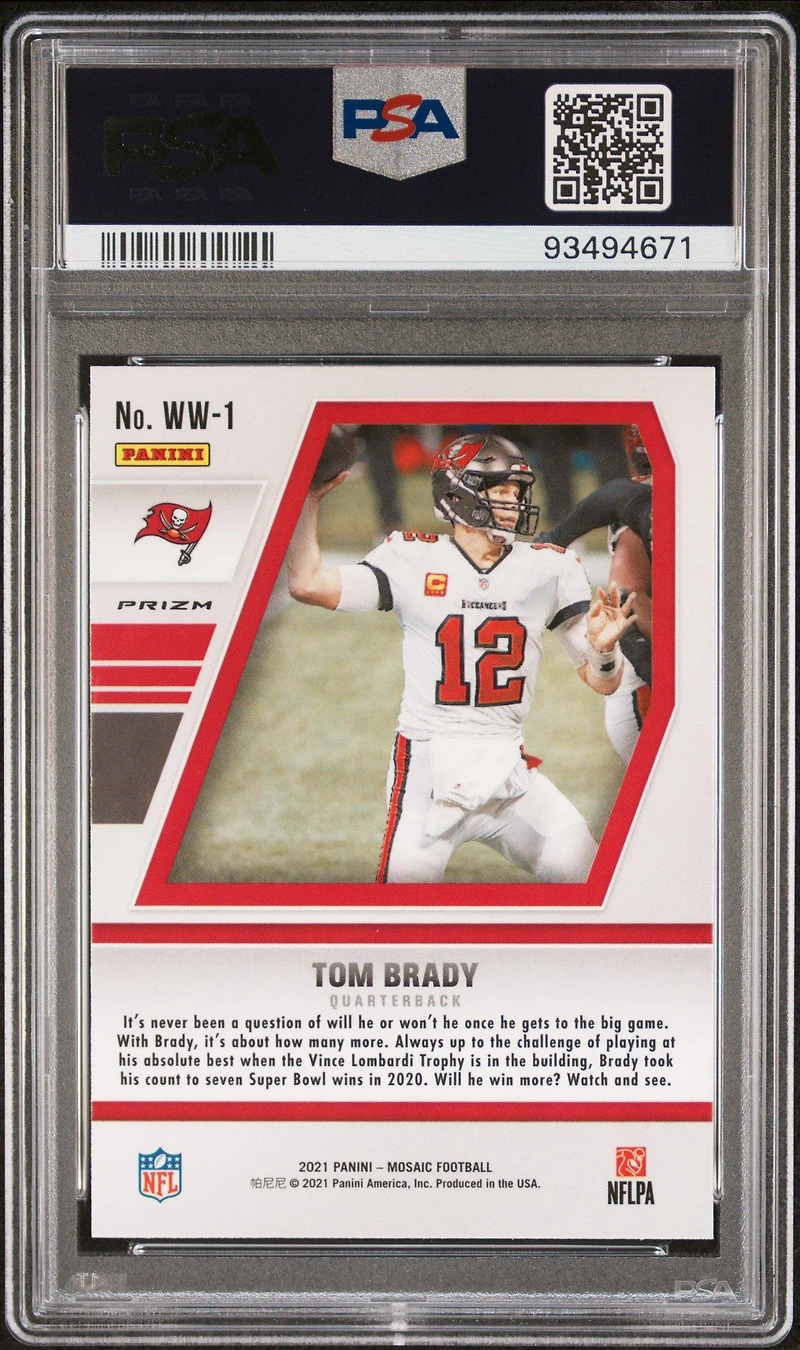 2021 Panini Mosaic Will To Win Ww1 Tom Brady Mosaic PSA 10