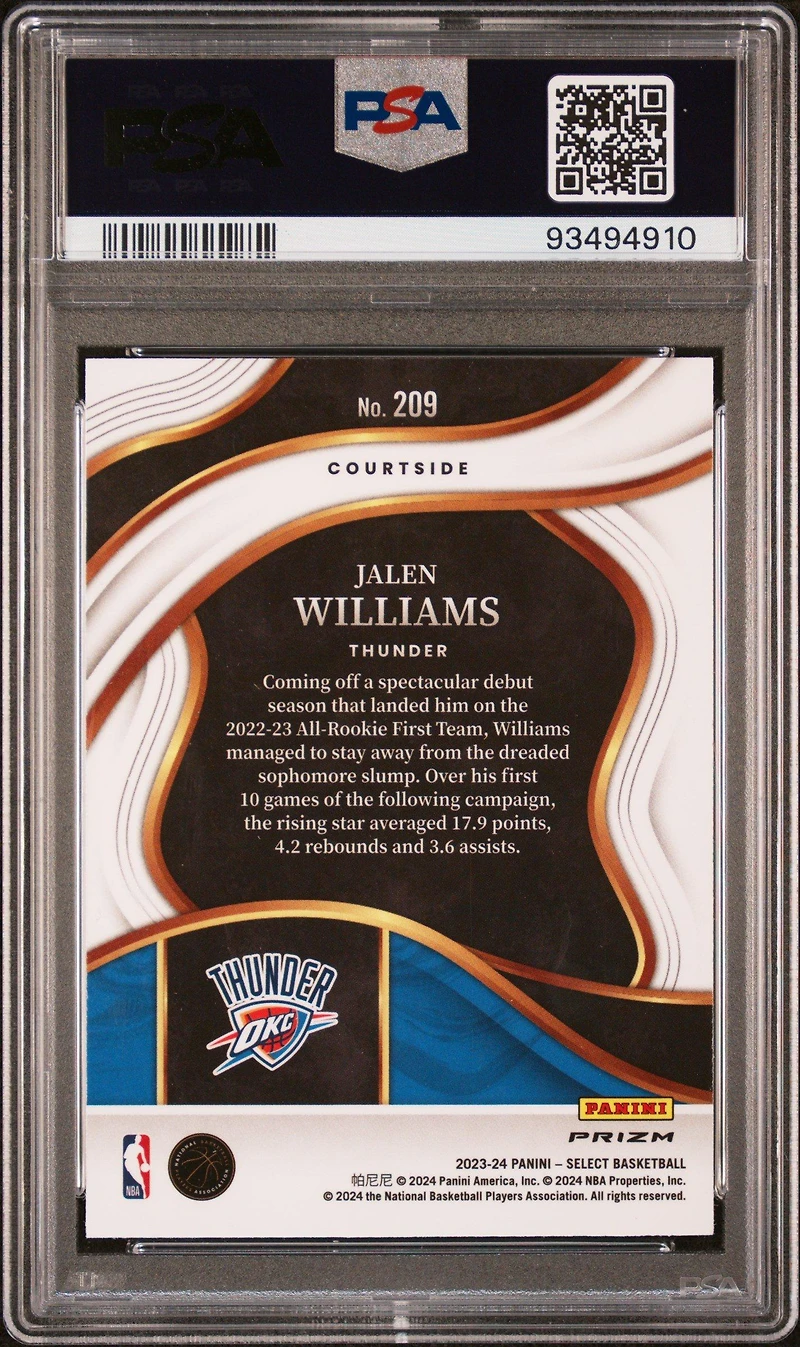 2023 Panini Select 209 Jalen Williams Elephant Prizm PSA 10
