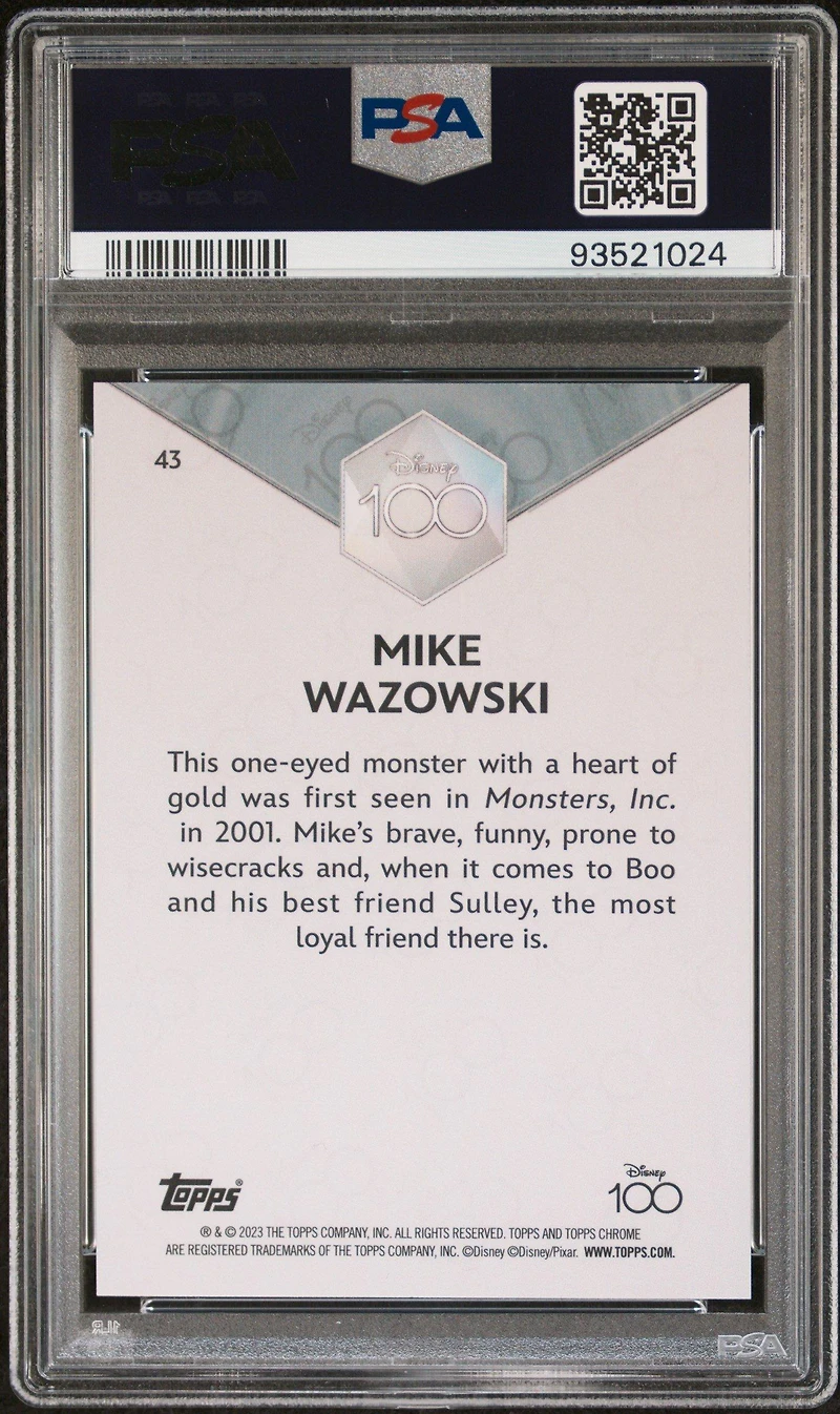 2023 Topps Chrome Disney100 43 Mike Wazowski Pink PSA 10