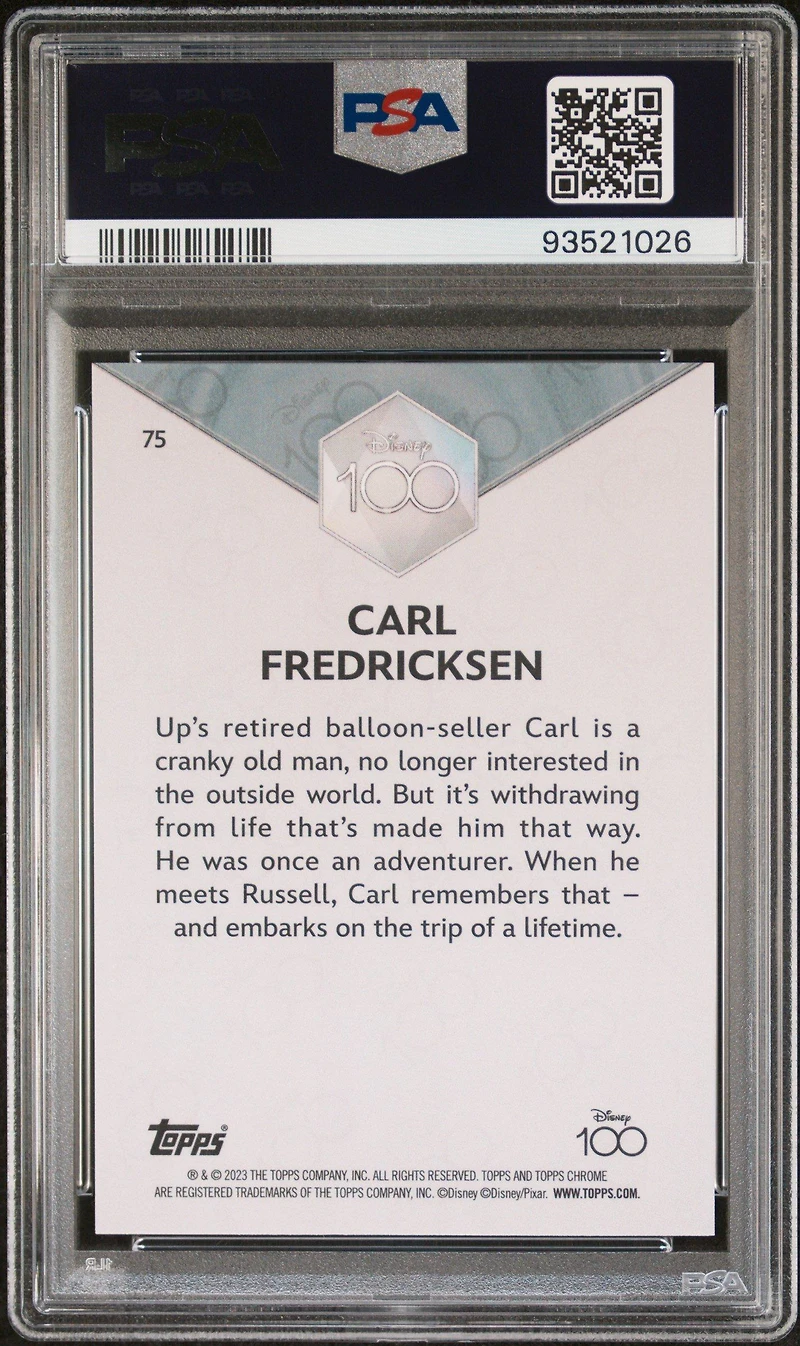 2023 Topps Chrome Disney100 75 Carl Fredricksen Pink PSA 9