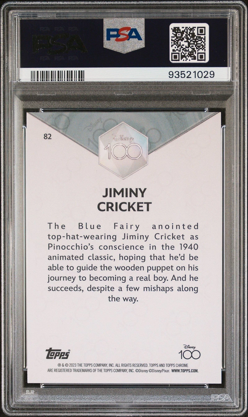 2023 Topps Chrome Disney100 82 Jiminy Cricket Red & Black Wave PSA 10