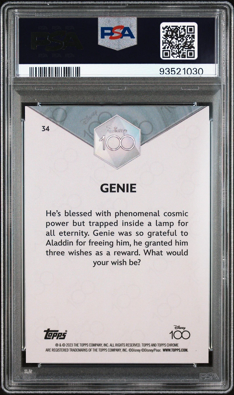 2023 Topps Chrome Disney100 34 Genie Red & Black Wave PSA 10
