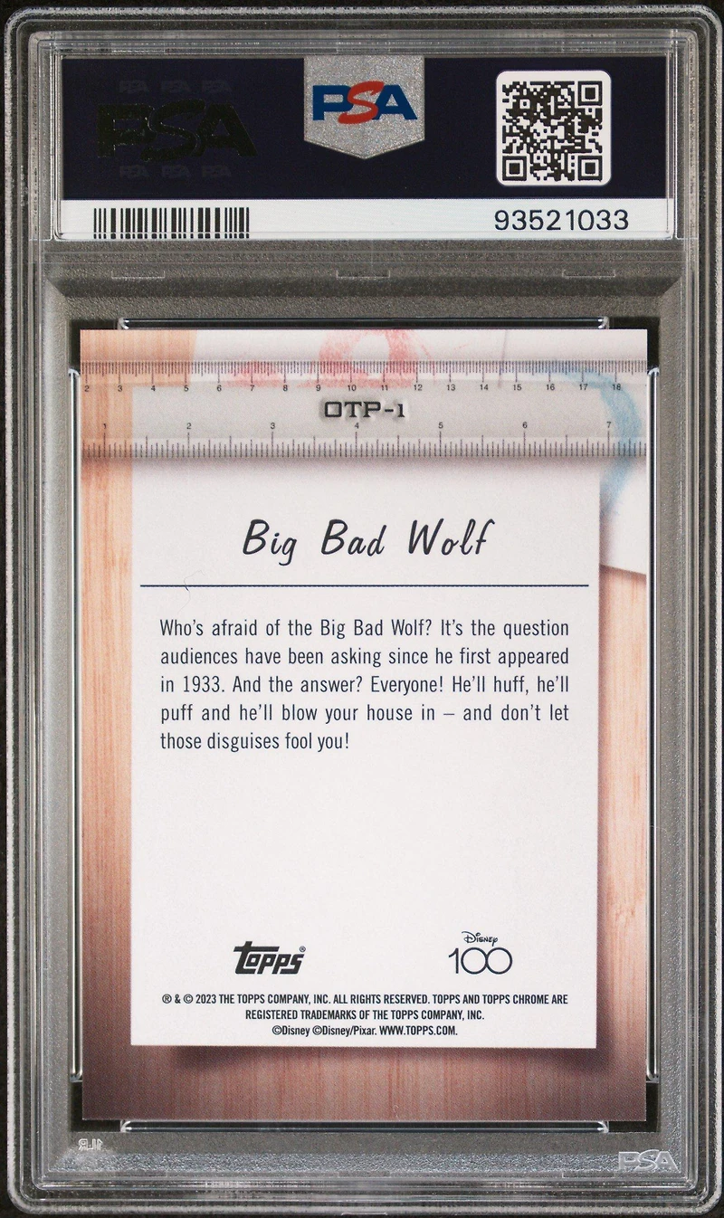 2023 Topps Chrome Disney100 Off The Page Otp1 Big Bad Wolf Red & Black Wave PSA 10