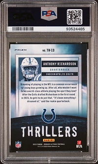2023 Panini Rookies & Stars Thrillers Th13 Anthony Richardson Longevity PSA 9