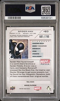 2023 Upper Deck Marvel Platinum 83 Spider-man (symbiote Suit) Teal Wave PSA 10
