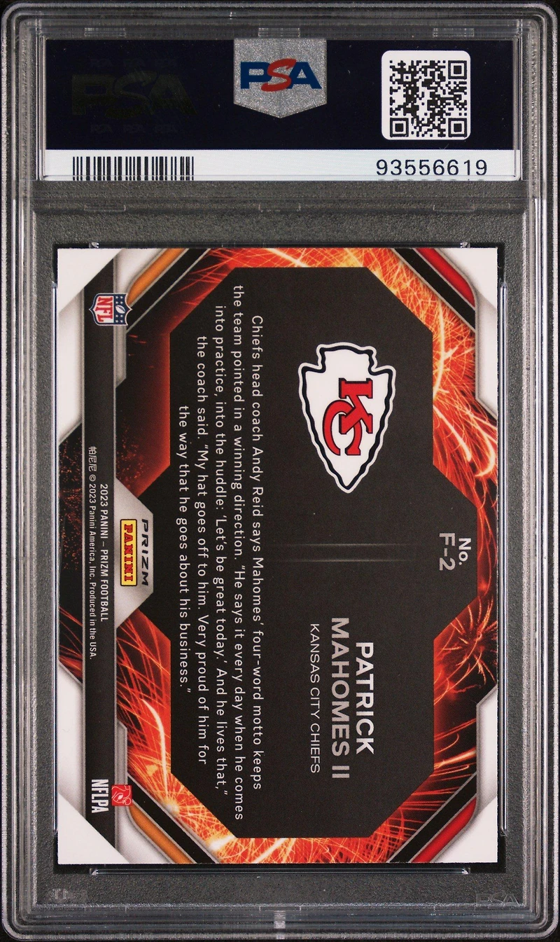 2023 Panini Prizm Fireworks F2 Patrick Mahomes Ii Green Ice PSA 10