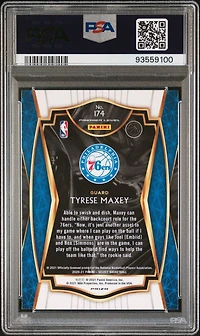 2020 Panini Select 174 Tyrese Maxey Red/white/green Cracked Ice PSA 10