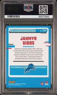2023 Panini Donruss Optic 236 Jahmyr Gibbs Pink PSA 10