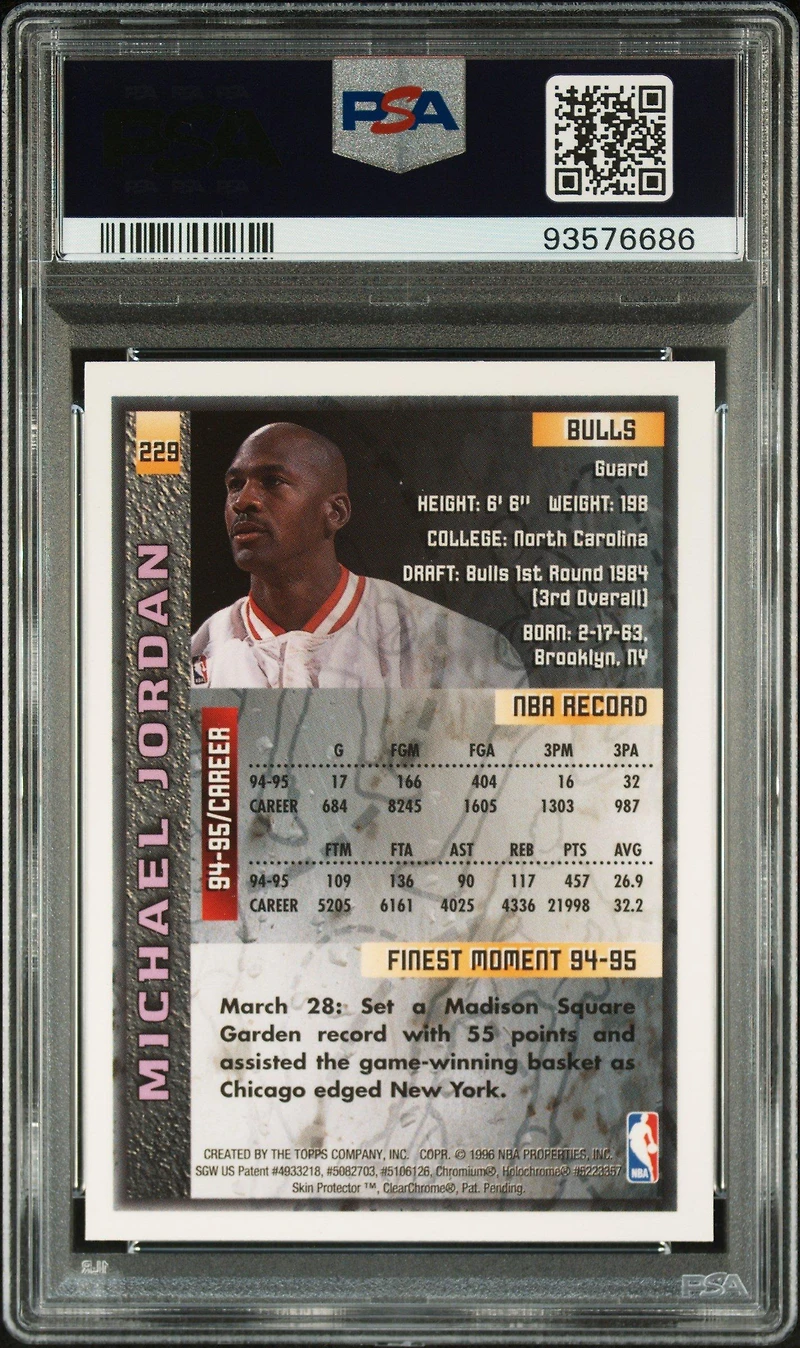 1995 Finest 229 Michael Jordan W/coating PSA 9