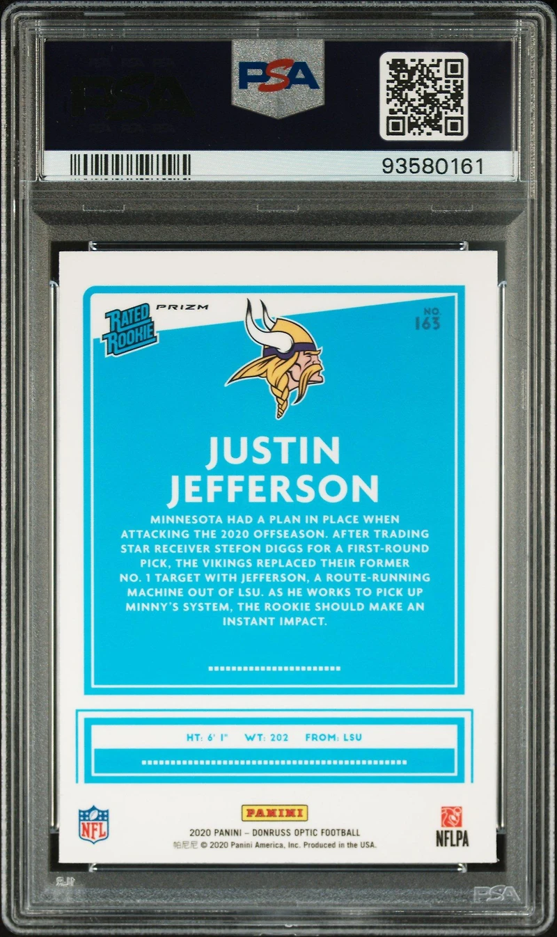 2020 Panini Donruss Optic 163 Justin Jefferson Bronze PSA 9