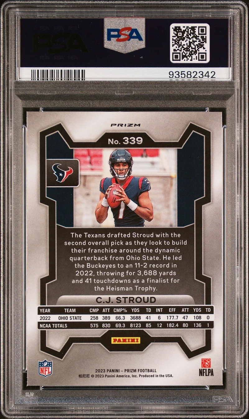 2023 Panini Prizm 339 Cj Stroud Red Sparkle PSA 9