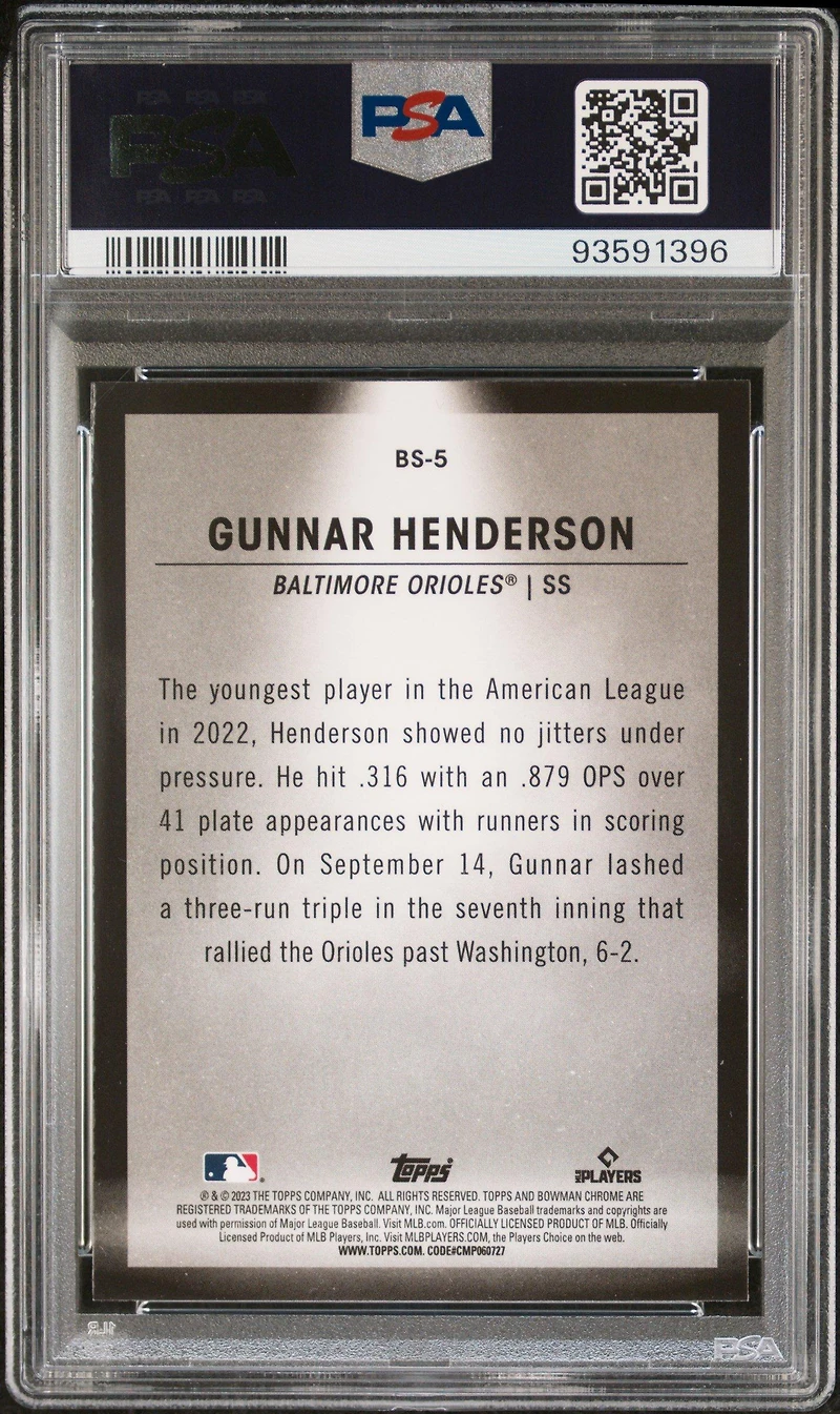 2023 Bowman Spotlights Bs5 Gunnar Henderson PSA 10