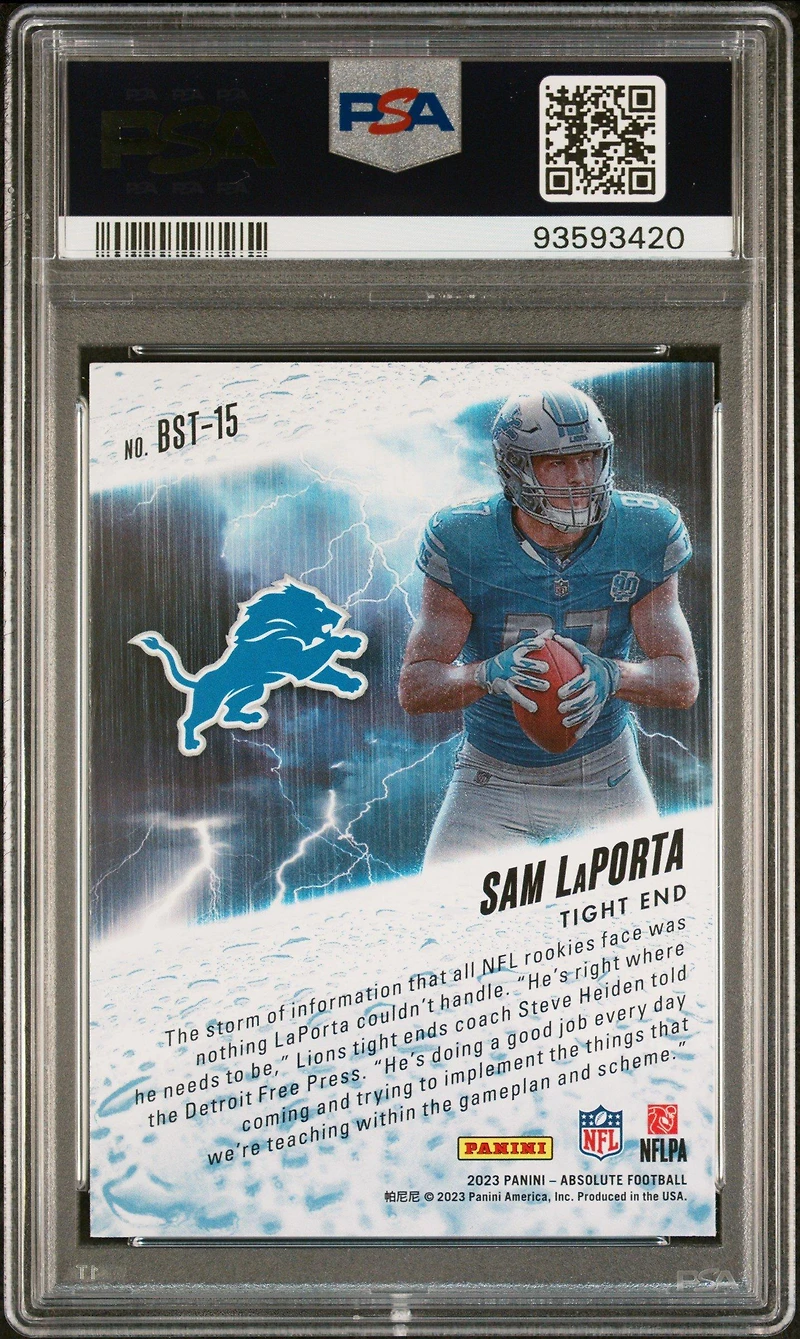2023 Panini Absolute By Storm Bst15 Sam Laporta PSA 10