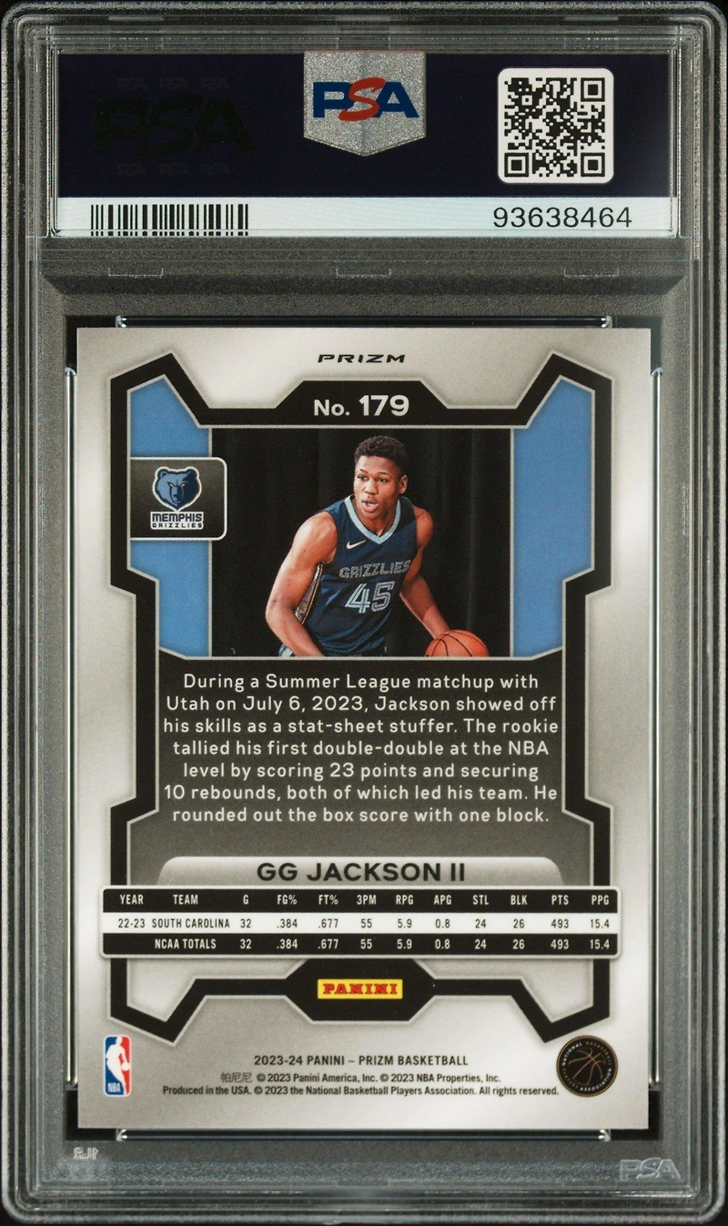 2023 Panini Prizm 179 Gg Jackson Ii Green Prizm PSA 10