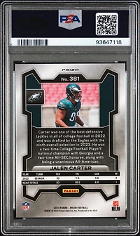 2023 Panini Prizm 381 Jalen Carter Silver Prizm PSA 10