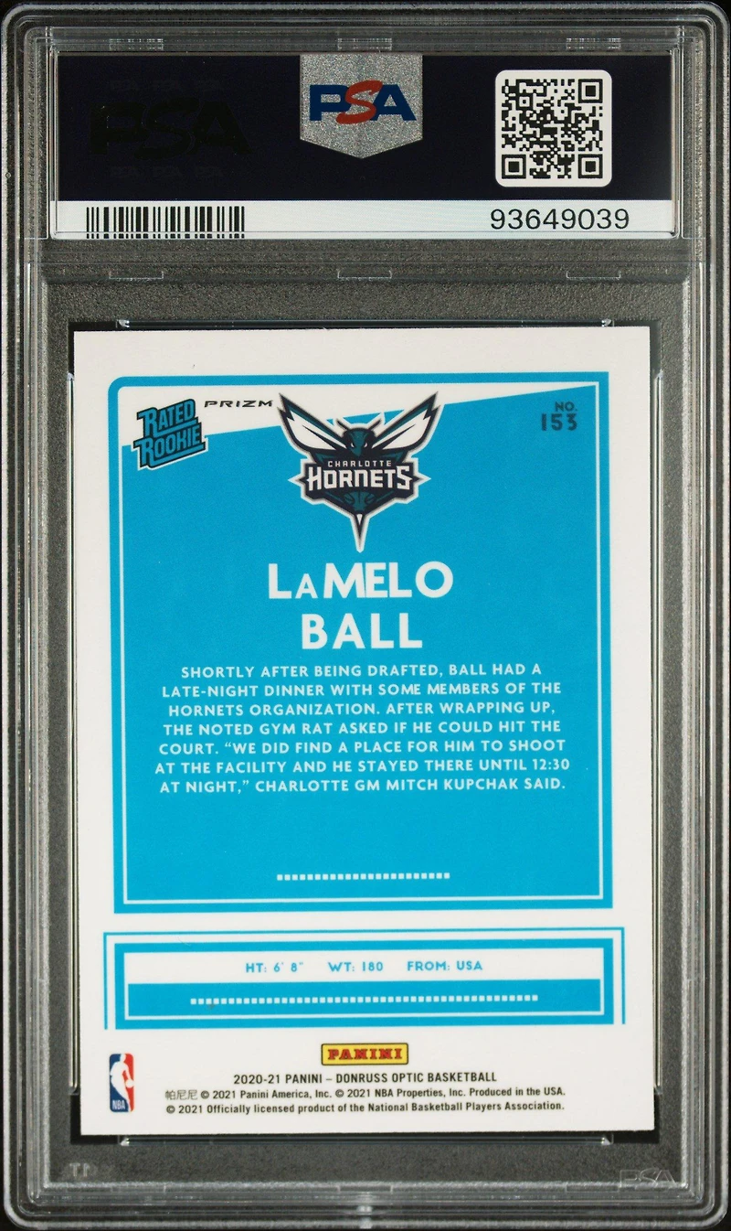 2020 Panini Donruss Optic 153 Lamelo Ball Purple Shock PSA 10