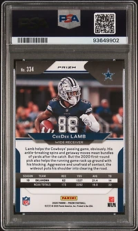 2020 Panini Prizm 334 Ceedee Lamb Red Prizm PSA 9
