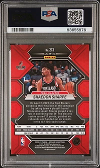 2022 Panini Mosaic 213 Shaedon Sharpe Red & Green Choice PSA 9