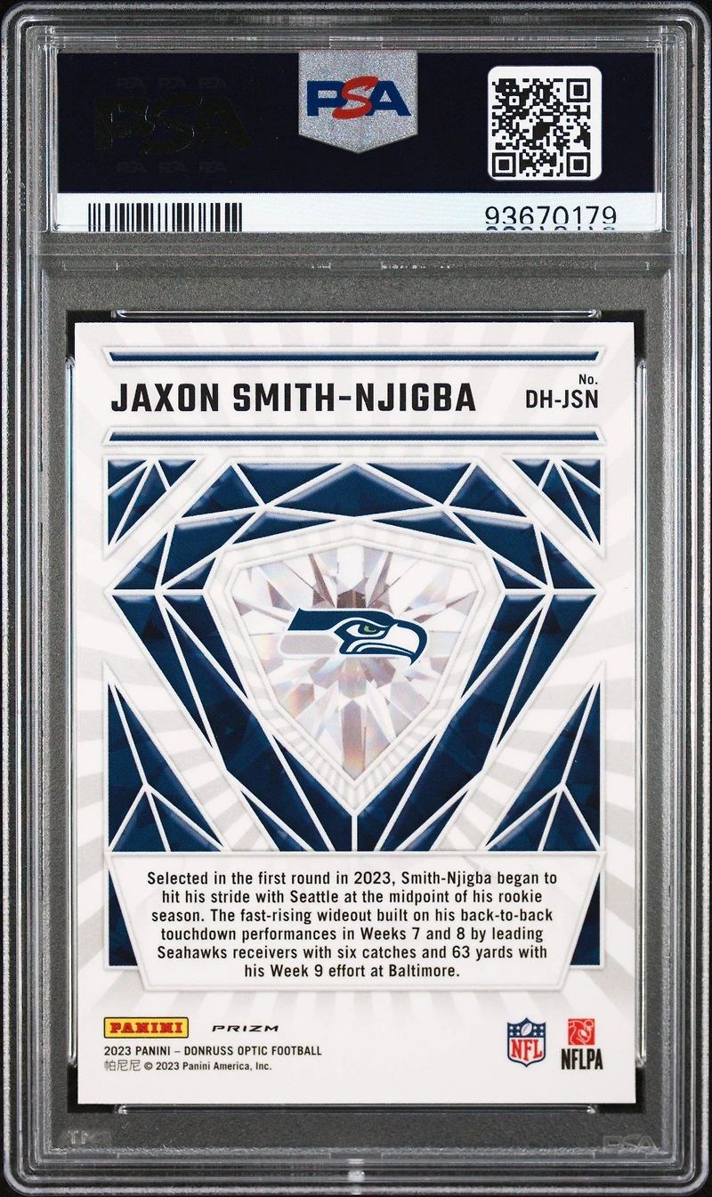2023 Panini Donruss Optic Diamond Hands Dhjsn Jaxon Smith-njigba PSA 10