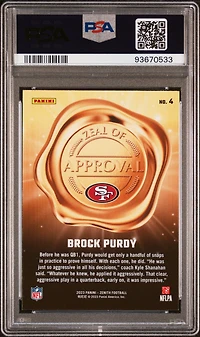2023 Panini Zenith Zeal Of Approval 4 Brock Purdy Red PSA 10