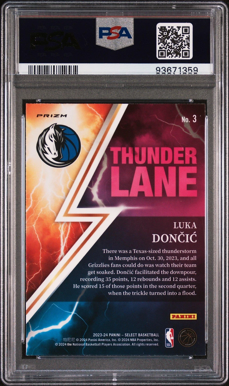 2023 Panini Select Thunder Lane 3 Luka Doncic Green Prizm PSA 10