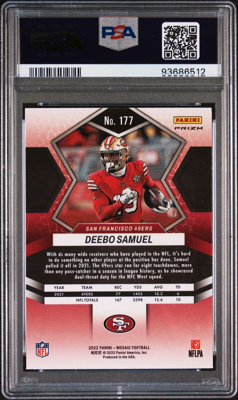 2022 Panini Mosaic 177 Deebo Samuel Genesis PSA 10