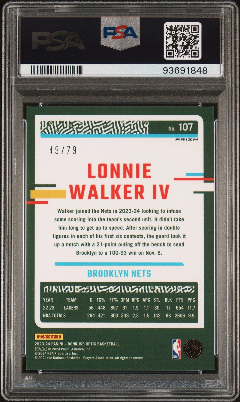 2023 Panini Donruss Optic 107 Lonnie Walker Iv Pink Velocity PSA 10