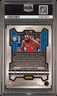 2023 Panini Prizm 98 James Harden Purple Pulsar PSA 10