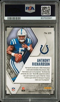 2023 Panini Phoenix 103 Anthony Richardson Silver Seismic PSA 10