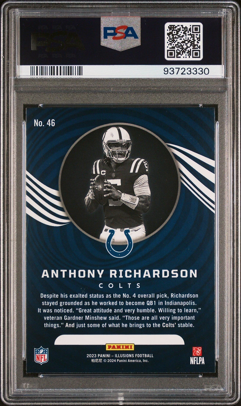 2023 Panini Illusions 46 Anthony Richardson Trophy Collection Dots PSA 9