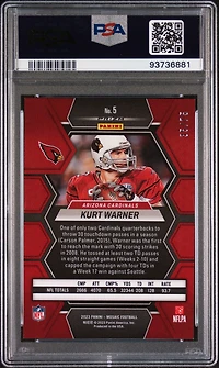 2023 Panini Mosaic 5 Kurt Warner Blue No Huddle PSA 10
