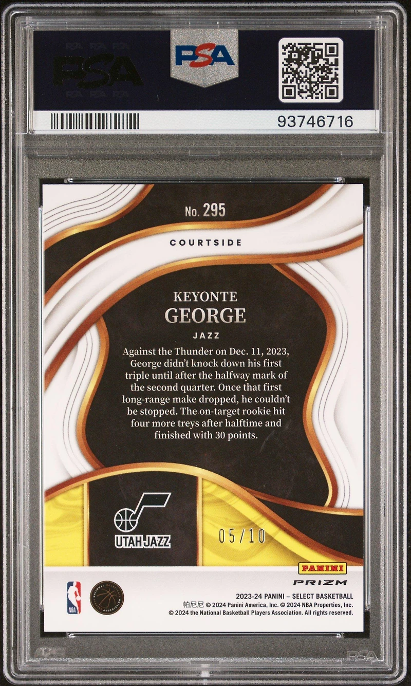 2023 Panini Select 295 Keyonte George Gold Cracked Ice PSA 10