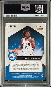2020 Panini Prizm Fast Break Rookie Autographs Frtmx Tyrese Maxey PSA 9