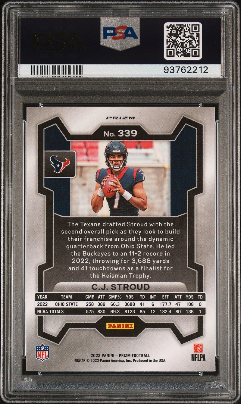 2023 Panini Prizm 339 Cj Stroud Green Ice PSA 9