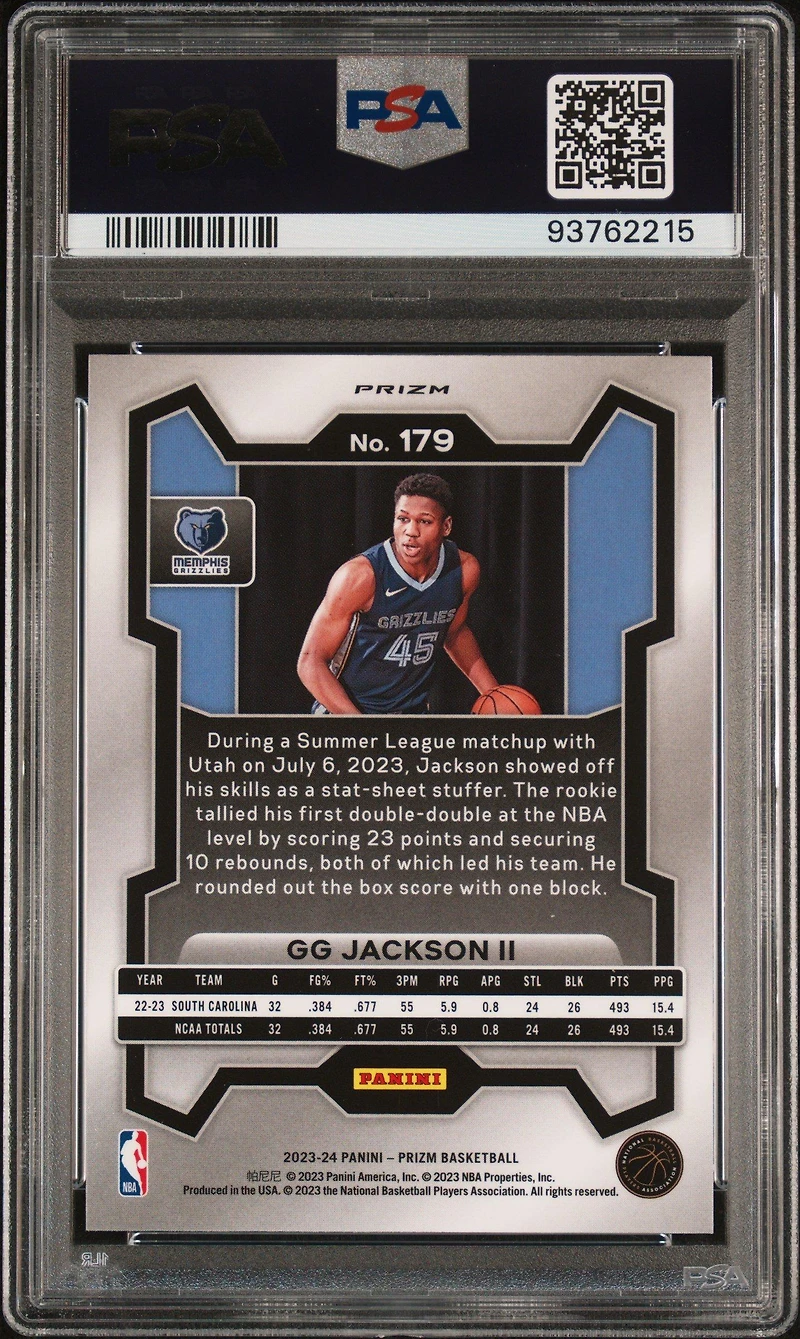 2023 Panini Prizm 179 Gg Jackson Ii Orange Ice PSA 10