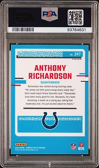 2023 Panini Donruss Optic 247 Anthony Richardson Blue Glitter PSA 10