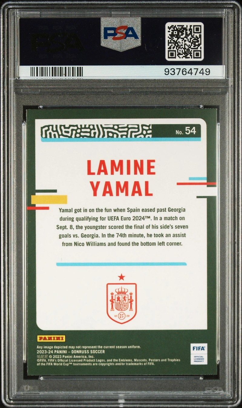 2023-24 Panini Donruss Fifa 54 Lamine Yamal Silver PSA 10