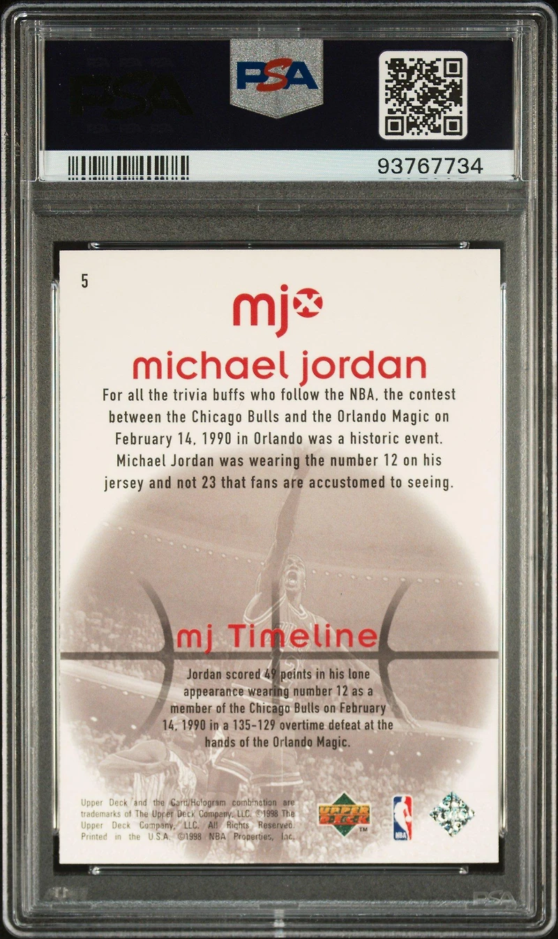 1998 Upper Deck Mjx 5 Michael Jordan PSA 9