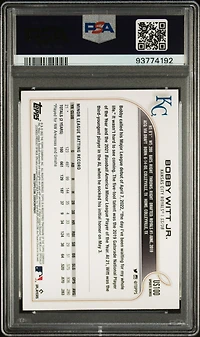 2022 Topps Update Us100 Bobby Witt Jr. Royal Blue PSA 8