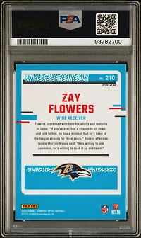 2023 Panini Donruss Optic 210 Zay Flowers Blue Glitter PSA 10