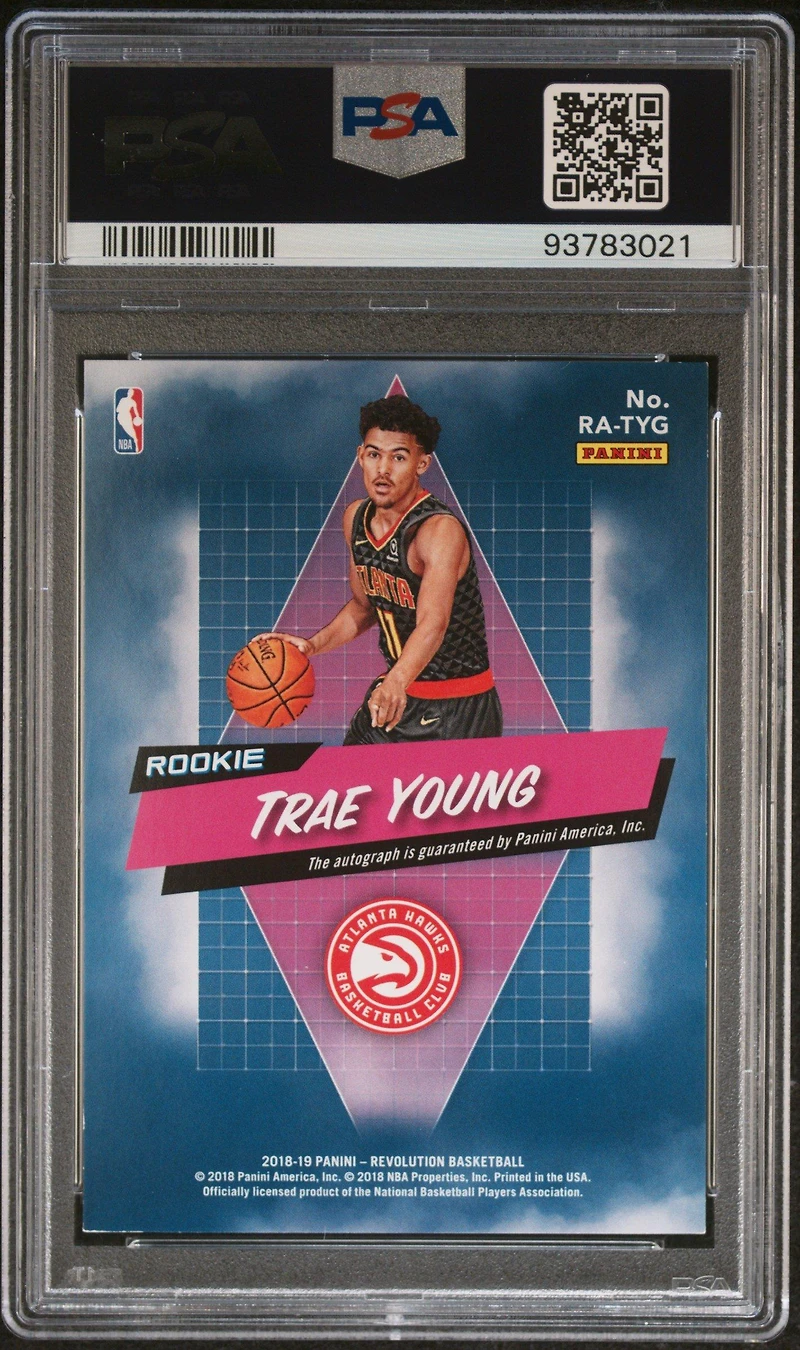 2018 Panini Revolution Rookie Autographs Tyg Trae Young PSA 8