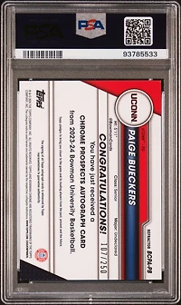 2023 Bowman University Chrome Bowman Chrome Prospects Autographs Pb Paige Bueckers Refractor PSA 9