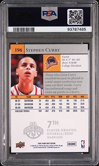 2009 Upper Deck First Edition 196 Stephen Curry PSA 9